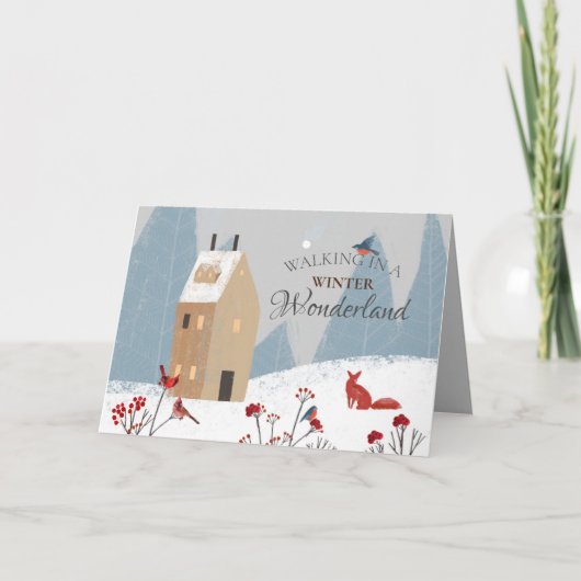 冬の素朴ワンダーランドの歩く カード (正面)