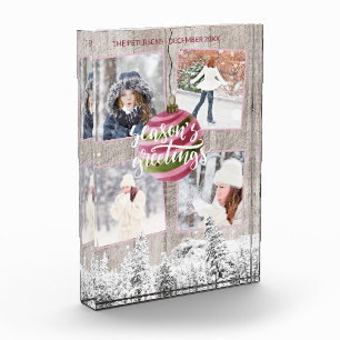 冬の素朴ワンダーランドバーンウッドコラージュ フォトブロック