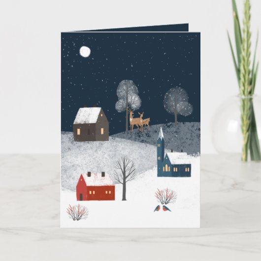 冬の素朴ワンダーランド家族の写真 シーズンカード (正面)