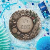 冬の素朴休日の国クリスマス ペーパープレート (パーティー)