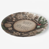 冬の素朴休日の国クリスマス ペーパープレート (アングル)