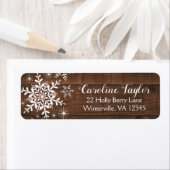 冬の素朴住所 シールスノーフレークスオンウッド ラベル (インサイチュ)