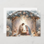 冬の素朴出生カード付き花模様シーン シーズンポストカード (正面/裏面)