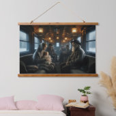 冬の素朴列車の旅 – ヴィンテージ郷愁 吊り下げ型タペストリー (寝室)