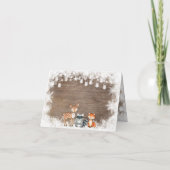 冬の素朴動物の森を折り畳み サンキューカード (裏面)