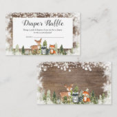 冬の素朴動物ウッドランドおむつラッフル エンクロージャーカード (正面/裏面)