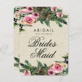 冬の素朴夕暮れ松が花嫁になる 招待状 (正面/裏面)