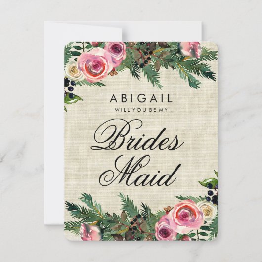 冬の素朴夕暮れ松が花嫁になる 招待状 (正面)