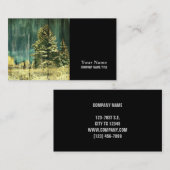 冬の素朴常緑の古いバーンウッドコテージ 名刺 (正面/裏面)