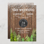 冬の素朴常緑雪結婚式招待状 招待状 (正面/裏面)