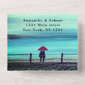 冬の素朴木のカップル樺の木国すべて1つ オールインワン招待状 (裏面)