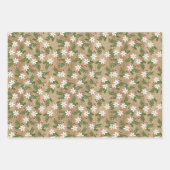 冬の素朴木、植物学、花、雪だるま ラッピングペーパーシート (正面3)