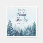 冬の素朴松の木の森の赤ちゃんシャワー スタンダードカクテルナプキン (正面)