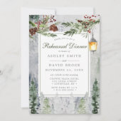 冬の素朴松の木ランタンリハーサルディナー 招待状 (正面)