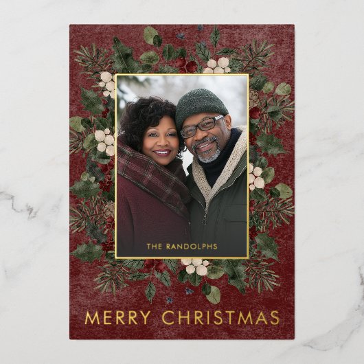 冬の素朴果実とパインブルゴーニュのクリスマス 箔シーズンカード (正面)