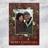 冬の素朴果実とパインブルゴーニュのクリスマス 箔シーズンカード