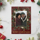 冬の素朴果実とパインブルゴーニュのクリスマス 箔シーズンカード