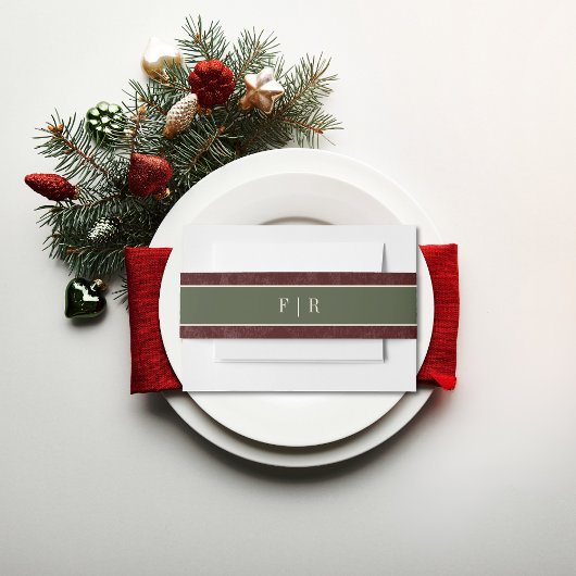 冬の素朴果実とパインブルゴーニュ結婚ーズ 招待状ベリーバンド