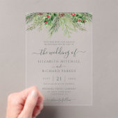 冬の素朴果実パインコーングリーナリー結婚ズ アクリル招待状 (インサイチュ (ポータブル))