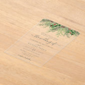 冬の素朴果実パインコーングリーナリー結婚ズ アクリル招待状 (レイダウン)