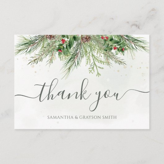 冬の素朴果実パインコーングリーナリー結婚ズ サンキューカード (正面)