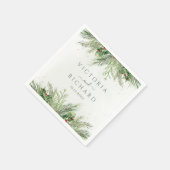 冬の素朴果実パインコーングリーナリー結婚ズ スタンダードカクテルナプキン (角)