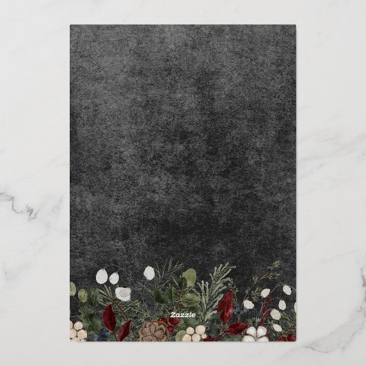 冬の素朴果実ブラッククリスマスグリーティング 箔シーズンカード (裏面)