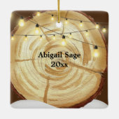 冬の素朴格言ツリー、雪、ライトクリスマス セラミックオーナメント (裏面)