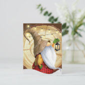 冬の素朴格言ツリー、雪、ライトクリスマス ポストカード (スタンド正面)