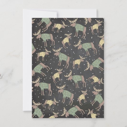 冬の素朴森のムースと赤ちゃんシャワー 招待状 (裏面)