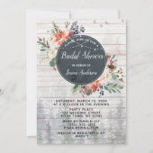 冬の素朴森のライトフローラブライダルシャワー 招待状 (正面)