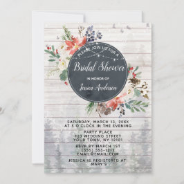 冬の素朴森のライトフローラブライダルシャワー 招待状