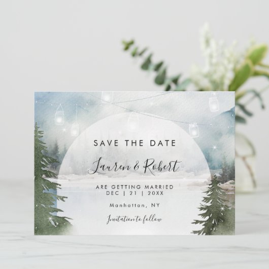 冬の素朴森の日付カードの招待を保存 セーブザデート (スタンド正面)