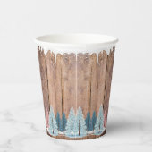 冬の素朴森の松の木の赤ちゃんシャワー 紙コップ (右)