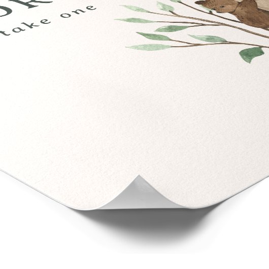 冬の素朴森の赤ちゃんシャワーの好意のサイン ポスター (角)