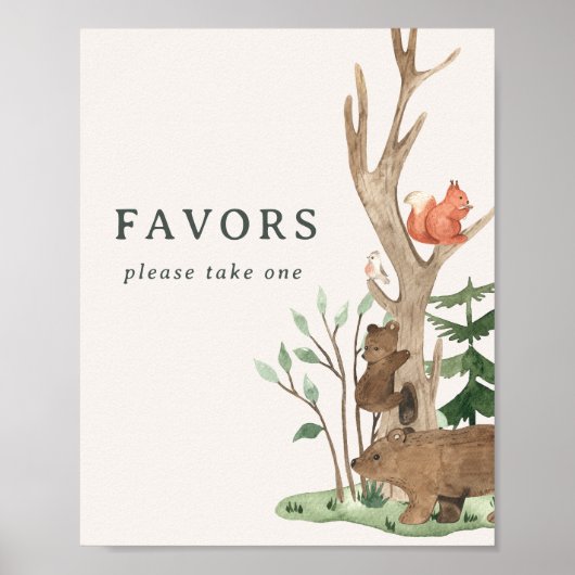 冬の素朴森の赤ちゃんシャワーの好意のサイン ポスター (正面)