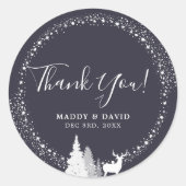 冬の素朴森の鹿ありがとう ラウンドシール (正面)