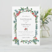 冬の素朴植物性ベリーパイン結婚ズ 招待状 (スタンド正面)