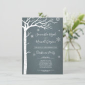 冬の素朴樺の木ツリークリスマス 招待状 (スタンド正面)