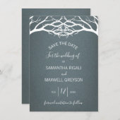 冬の素朴樺の木ツリー日付カードを保存 招待状 (正面/裏面)