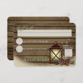 冬の素朴納屋の木とランタンの反応 出欠カード (正面/裏面)