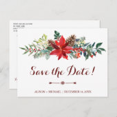 冬の素朴結婚フローラのバ救ルグ日 インビテーションポストカード (正面/裏面)