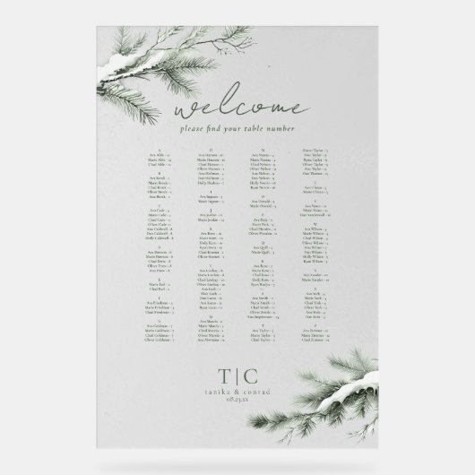 冬の素朴結婚式のシーティングフォレストグリーンID1049 アクリルサイン (正面)