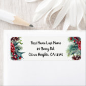 冬の素朴結婚式のホリデークリスマスベリー ラベル (インサイチュ)