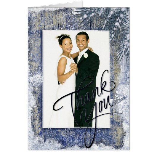 冬の素朴結婚式の写真ありがとう (正面)