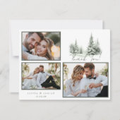 冬の素朴結婚式の写真フォレストグリーンID1049 サンキューカード (正面)