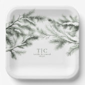 冬の素朴結婚式の花束の森の緑ID1049 ペーパープレート (正面)