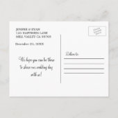 冬の素朴結婚式は日付はがきを保存 案内ポストカード (裏面)