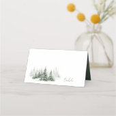 冬の素朴結婚式テーブルフォレストグリーンID1049 プレイスカード (正面)
