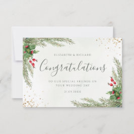 冬の素朴緑の果実パインコーン結婚ズ カード